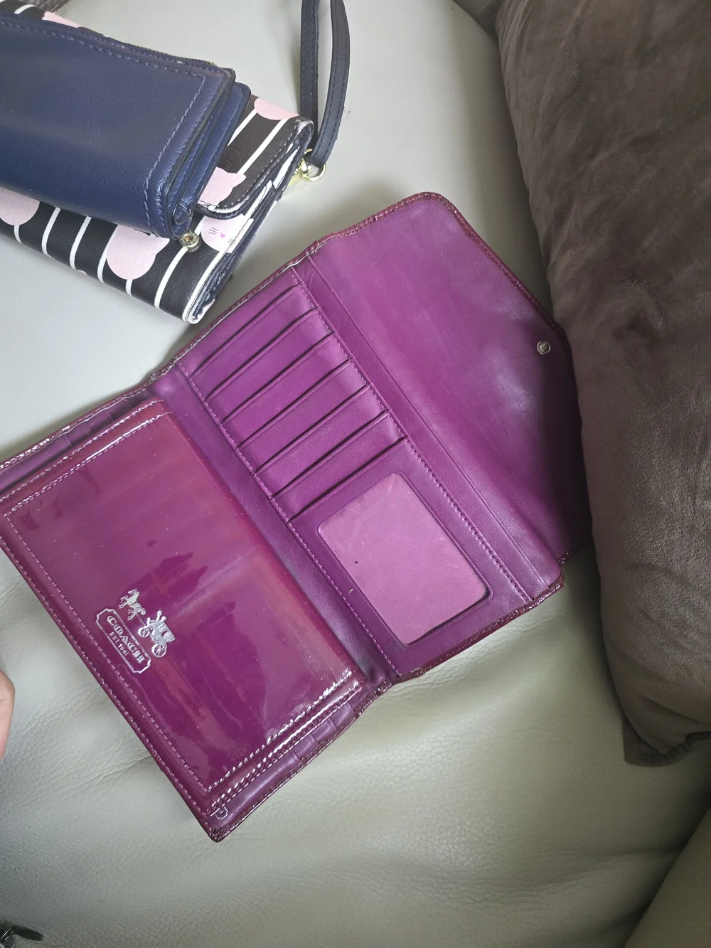 Coach Patent Leather Folding Wallet - Plum